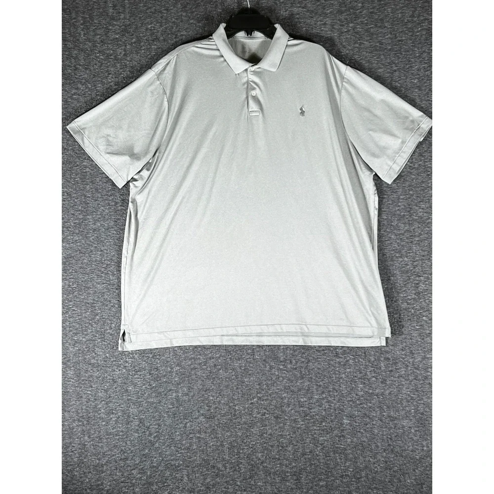 Polo Ralph Lauren Mens Performance Polo Shirt Light Grey Short Sleeve XL Stretch